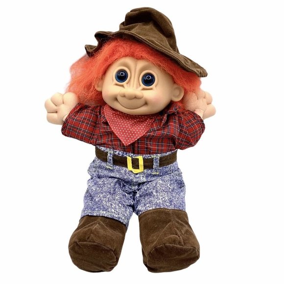 Russ Other - Vtg Russ Troll Buckaroo Cowboy #2369 Plush Doll Plaid Shirt Jeans Soft Body 12"